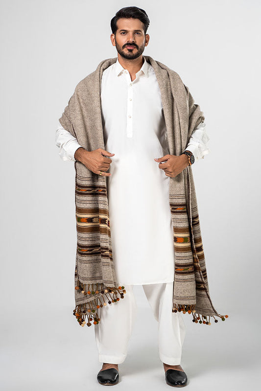 Nawab Bumbal Grey Wool Shawl